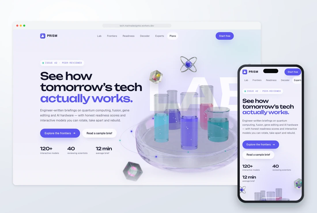 PRISM science and technology explainer landing page